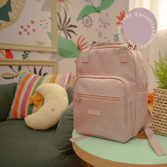 Mochila Maternidad Con Bolsillo Térmico Motitas Rose