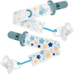 Kit Con Sujetadores De Chupetes Estrellas Azul
