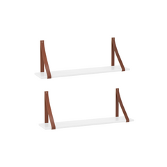 Kit 2 Estantes Colgantes Gold Laqueado Blanco Soft