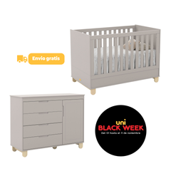 Cuna Zupy New y Comoda Zupy Clean Gris/Natural