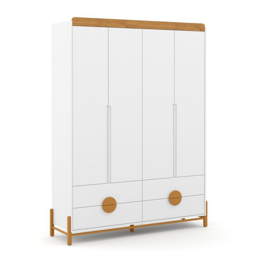 Ropero 4 Pts Matic Tess Laq. Blanco Soft Freijo Eco Wood