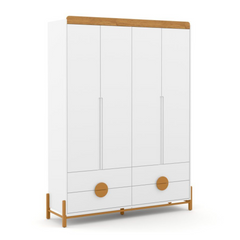 Ropero 4 Pts Matic Tess Laq. Blanco Soft Freijo Eco Wood