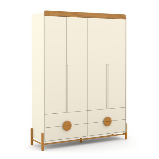 Ropero 4 Pts Matic Tess Laq. Off White Freijo Eco Wood
