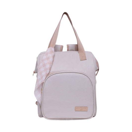 Mochila Maternidad Mediana Encanto Marfil Con Bolso Frontal Térmico