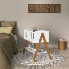 Mini Cuna Matic Liv Laq. Blanco Soft/Eco Wood