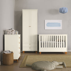 Comoda con 4 cajones Matic Zupy Laq. Off White/Eco Wood