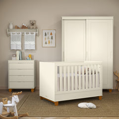 Comoda con 4 cajones Zupy Clean Laq. y Ropero 2 Puertas Zupy Clean Laq. Off White/Eco Wood