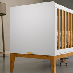 Cuna Matic Nature New Laq. Blanco Soft Freijo Eco Wood