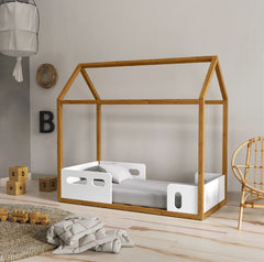 Mini Cama Liv Montessoriana Matic Laqueado Blanco Soft/Freijo