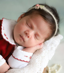 Salida de Maternidad Bordada Rojo Fuego C/Blanco