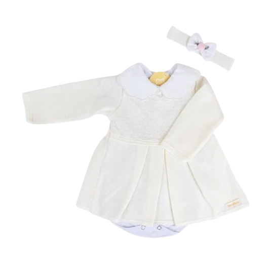 Kit Vestido Off White Con Blanco