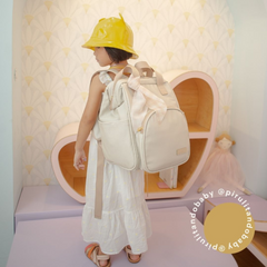 Mochila Maternidad Mediana Encanto Marfil Con Bolso Frontal Térmico