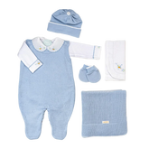 Salida de Maternidad Bordada Azul Celeste Con Blanco