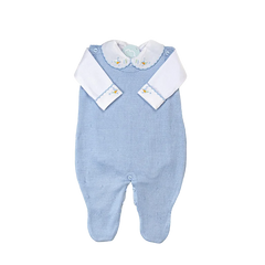 Salida de Maternidad Bordada Azul Celeste Con Blanco