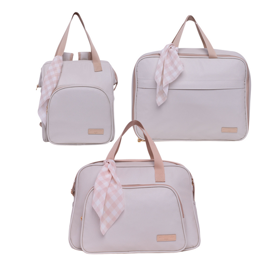 Kit Encanto Marfil Maleta + Bolso Grande + Mochila