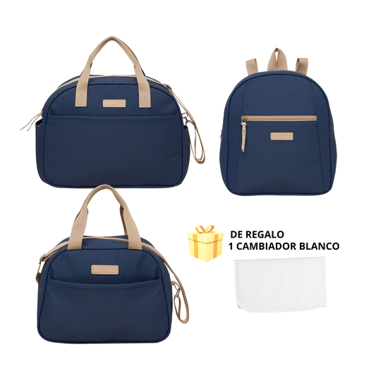 Kit Semillita Marino Bolso Grande + Bolso Mediano + Mochila