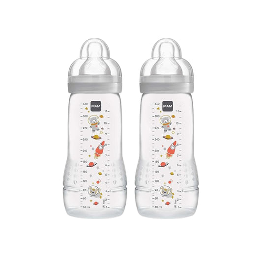Paquete con 2 Biberones Easy Active 330ml Gris Neutro (4m+)