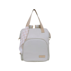Mochila Maternidad Mediana Encanto Marfil Con Bolso Frontal Térmico