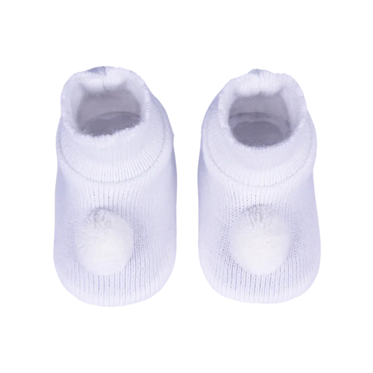 Zapatito de tricota Blanco Liso Pompón