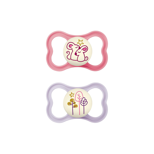 Paquete con 2 chupetes Air Night Rosa/Lilas