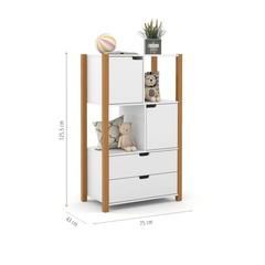 Armario Organizador Matic Kids Liv Laqueado Blanco Soft Freijo