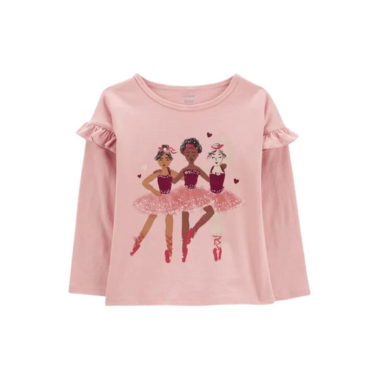 Carter's - Blusa con mangas largas con volantes Bailarinas