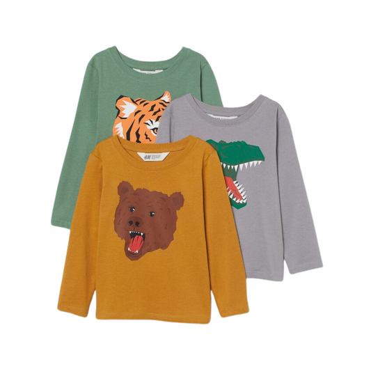 H&M - Paquete con 3 remeras mangas largas