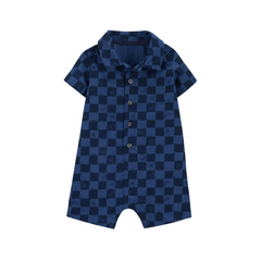 Carter's - Romper de algodón con diseño de cuadros azul y negro
