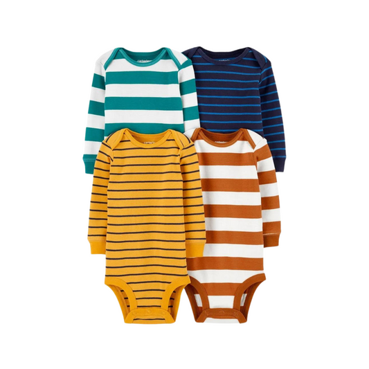 Carter's - Paquete con 4 bodies de mangas largas