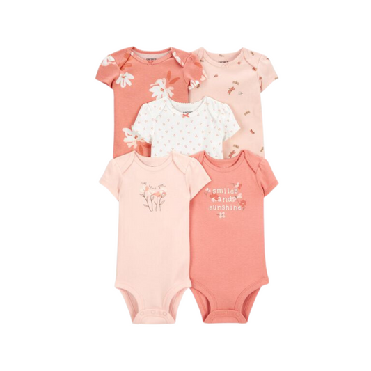 Carter's - Paquete con 5 bodies de mangas cortas