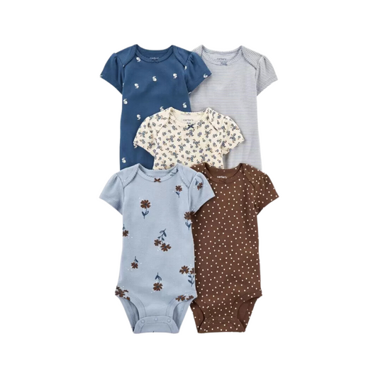 Carter's - Paquete con 5 bodies de mangas cortas