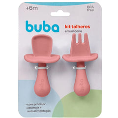 Kit de Cubiertos de Silicona Buba Rosa