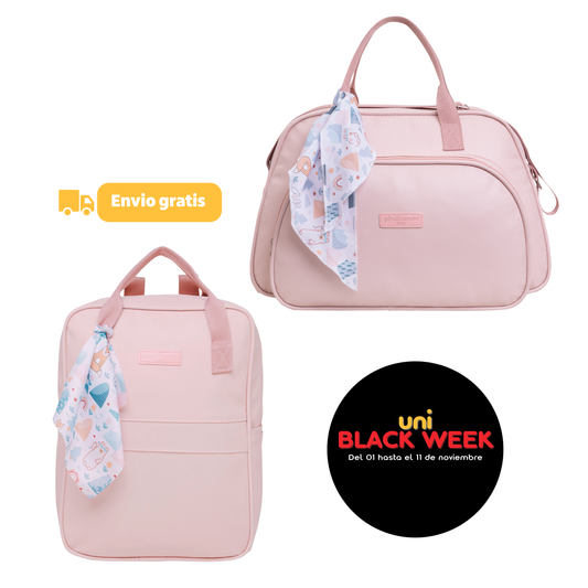 Kit Arco Iris Rosa Bolso Grande + Mochila