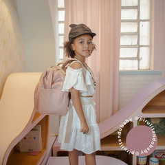 Mochila Maternidad Mediana Encanto Rose Con Bolso Frontal Térmico