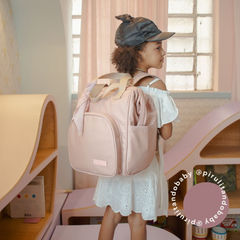 Mochila Maternidad Mediana Encanto Rose Con Bolso Frontal Térmico