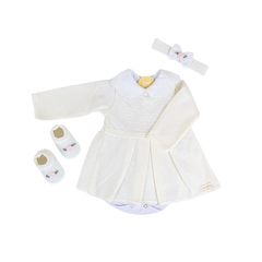 Kit Vestido Off White Con Blanco