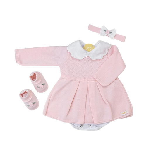 Kit Vestido Rosa C/Blanco