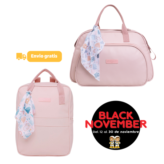 Kit Arco Iris Rosa Bolso Grande + Mochila