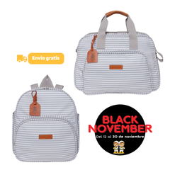 Bolso Grande y Mochila Mediana Crecer Gris