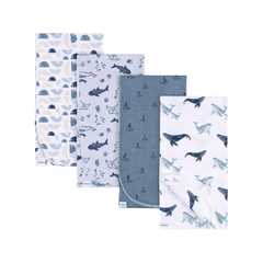 Paquete con 4 mantas de franela Calma Costera 76,2cmx76,2cm