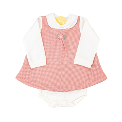Salida de Maternidad Rosa Apricot Con Off White