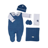 Salida de Maternidad Bordada Azul Jeans Con Blanco