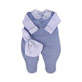 Conjunto Enterizo Bordado Azul Celeste Con Blanco