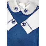 Salida Maternidad Bordada Azul Jeans Con Blanco