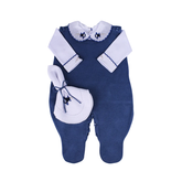 Conjunto Enterizo Bordado Azul Jeans Con Blanco
