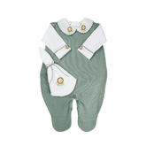 Conjunto Enterizo Bordado Verde Militar Con Blanco
