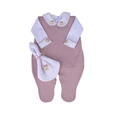 Conjunto Enterizo Bordado Nude Con Blanco