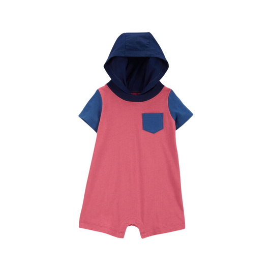 Carter's - Romper rojo y azul con capucha y bolsillo