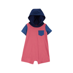 Carter's - Romper rojo y azul con capucha y bolsillo