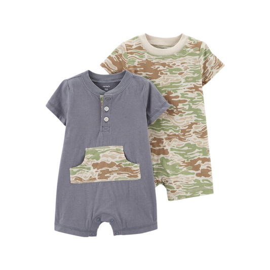 Carter's Paquete con 2 rompers de algodón camuflaje
